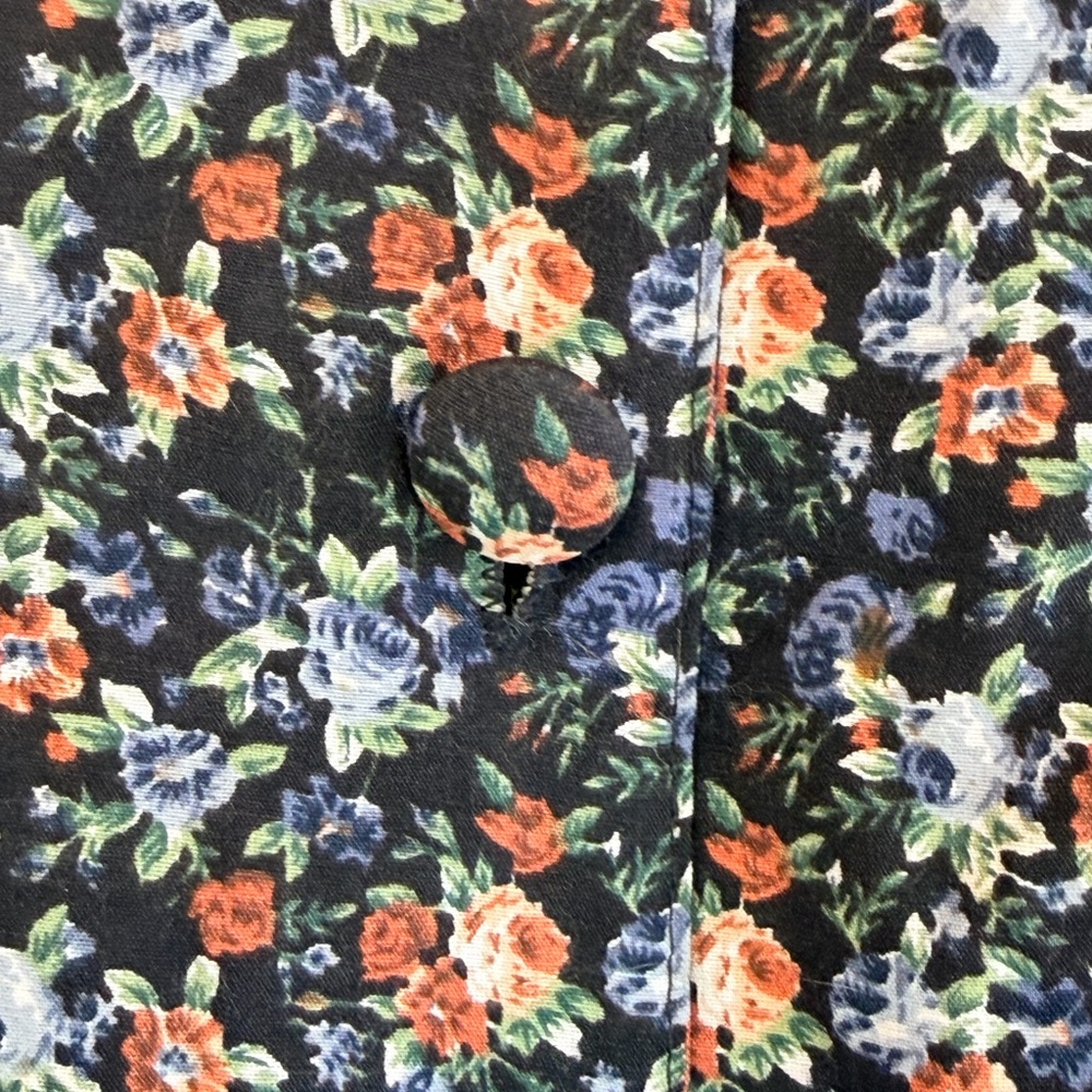 Vintage In Sync Ditsy Floral Button-Front Blouse Cotagecore Tie-Hem Vest Top -S - Picture 6 of 8